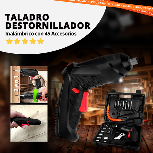 MINI DESTORNILLADOR Inalámbrico con 45 Accesorios